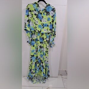 ASOS Asymmetrical Dress with Blue and Lime Floral Design